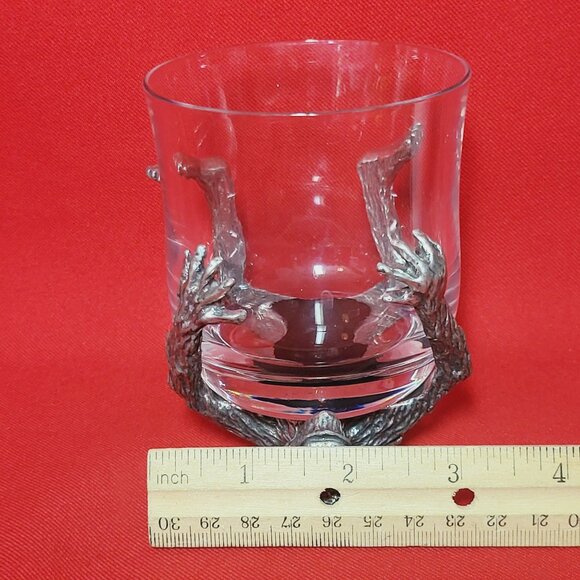 Vintage Frankli Wild Pewter Monkey Base Clear Tumbler Whiskey Glass - Picture 13 of 14